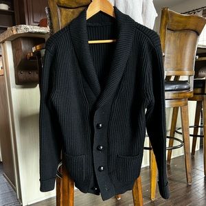 Magnoli Clothiers Black Cable Shawl Cardigan / tailor-made / fits Medium/Large